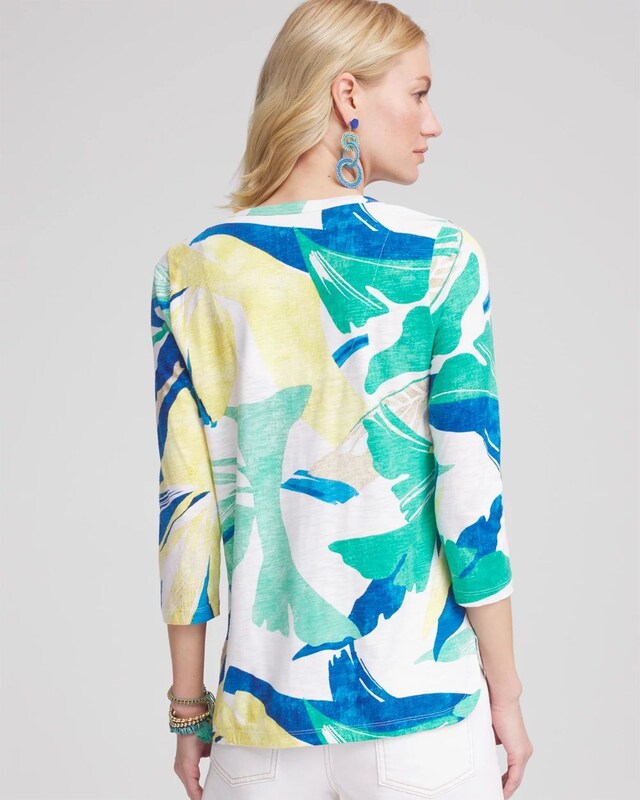 Ocean Print Slub Scoop-Neck Tee - image 3